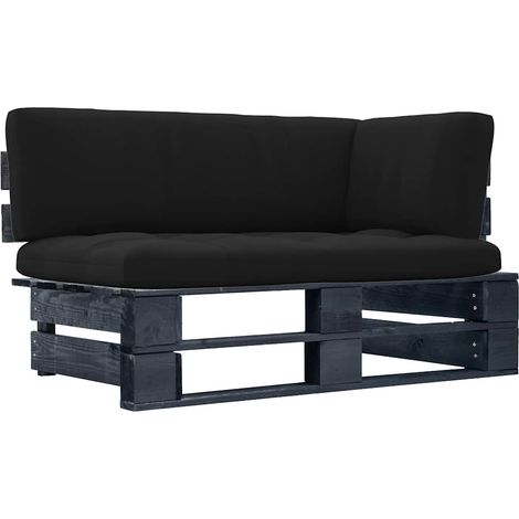 Canapé d'angle palette de jardin-Salon de jardin Sofa extérieur noir bois de pin imprégné 240176 (1/5)
