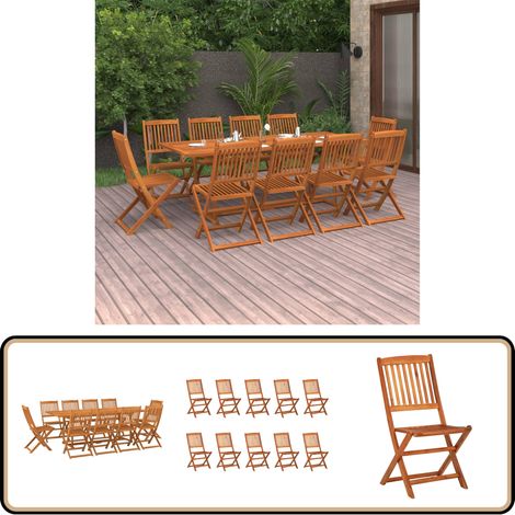Ensemble à manger de jardin 11 pcs 220x90x75 cm bois d'acacia - Salon De Jardin - Mobilier De Jardin - Table De Jardin - Chaises De Jardin - Acacia