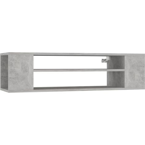 Mueble de TV colgante contrachapada gris hormigón 100x30x26,5cm vidaXL