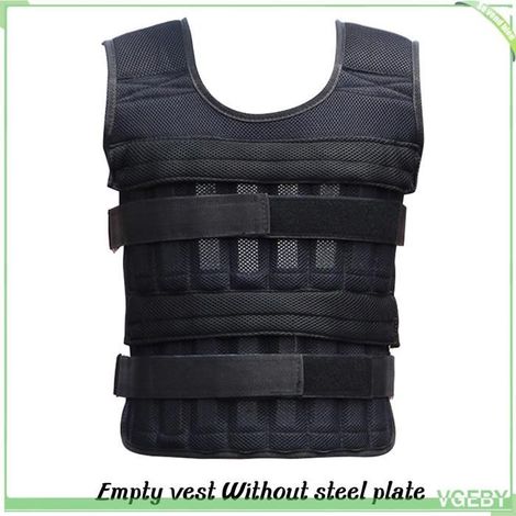 Gilet lesté d'entraînement - FAFEICY - Modèle standard - Respirant - Charge réglable 15 kg - Tissu Oxford noir (1/5)