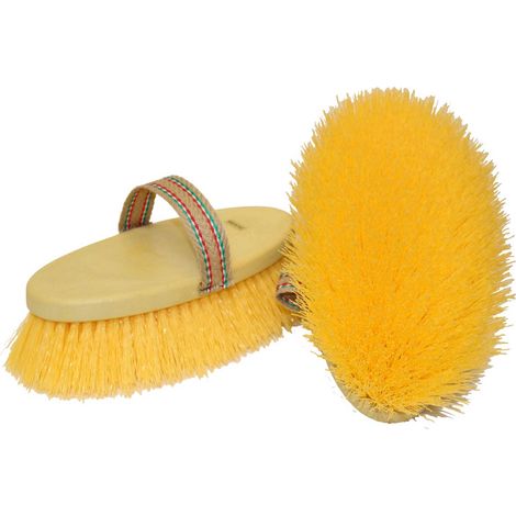 Bruscone setole medie beige con dorso in plastica e passamano