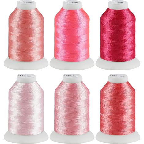 Lot de 6 fils à broder en polyester pour machine à coudre, 500 m (550 Y), pour bracelets, broderie, artisanat, matelassage, couture, machine à coudre