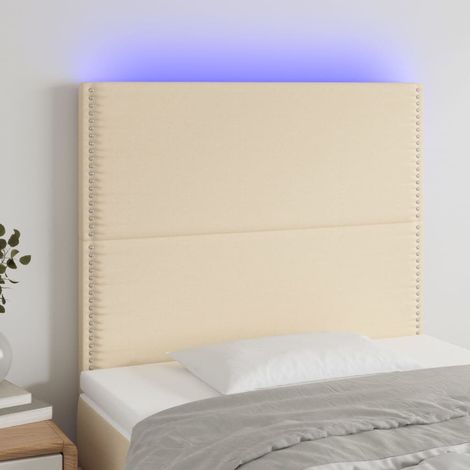 vidaXL Testiera a LED crema 90x5x118/128 cm in Tessuto (1/5)