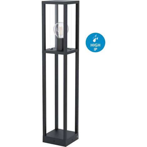 Piantana Esterno Contemporaneo Cascinetta Alluminio Nero Vetro Bianco 1 Luce E27 (1/5)