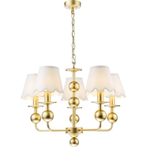 Dar Tilda Suspension Tilda à 5 lumières, finition or satiné, avec abat-jour (1/5)