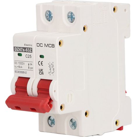 DC 2P 1000V 25A Leitungsschutzschalter, Kurzschlussschutz, modular auf DIN-Schiene, kompakter automatischer Schalter für elektrische Installationen. (1/5)