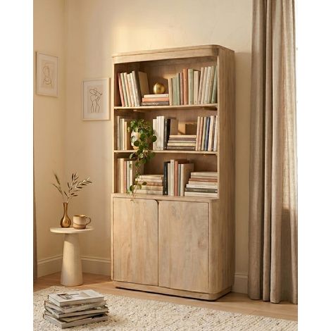 Elio - Bibliothèque 2 portes en bois de manguier massif (1/5)