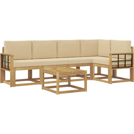 Set di divani da esterno 6 pz 5-Posti Bianco e Beige vidaXL (1/5)