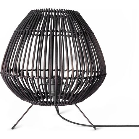 Paco Home Rotin Suspension Salon Lampe À Poser Boho Lampe En Cage Table De Chevet Métal Noir (Ø31 cm), Lampe de table - Type 3 (1/4)