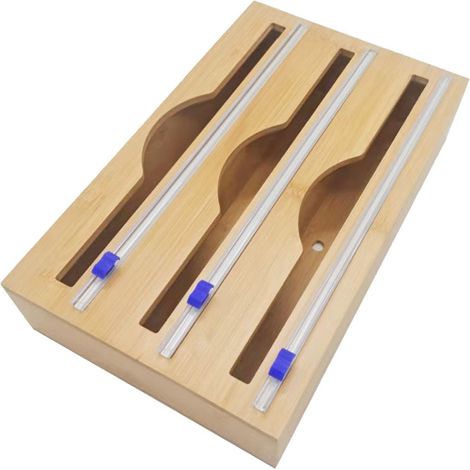 Boîte de découpe pour film plastique, coupe-papier aluminium pour tiroir de cuisine, papier aluminium, boîte de rangement en bambou et bois