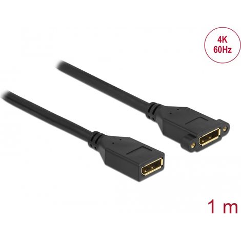 Delock Cable DisplayPort 1.2 hembra a hembra instalación en panel 4K 60 Hz 1 m