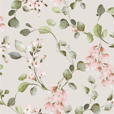 Rasch Rosalie Pink Cream Wallpaper Flowers Blossom Green Paste The Paper (1/4)