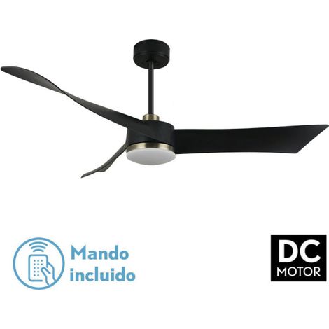 Ventilator dc tempel 26w schwarz/Leder 3 Flügel 132d 6vel. 3000k, 4000k, 6500k 2950lm mit Fernbedienung, Speicher und Zeitschaltuhr
