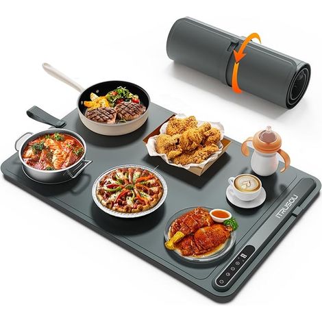Electric Flat Warmer, Flexible Foldable Hot Plate with Adjustable Temperature and Timer, Warmer Plate Warmer for Buffets Parties Banquet (1/3)