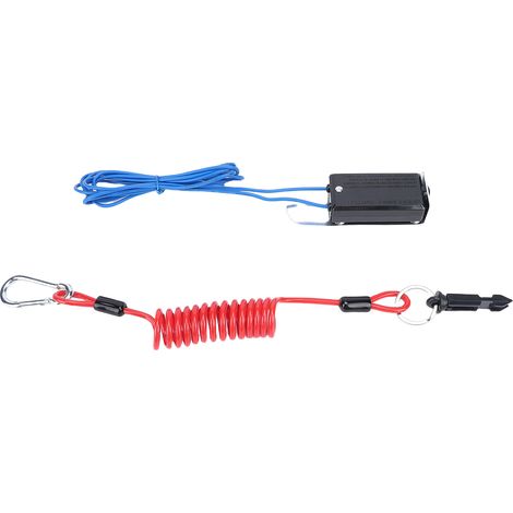 Interrupteur de rupture de remorque, câble enroulé de 4 pieds avec broche, coupure électrique d'urgence pour bateau RV rouge. (1/5)
