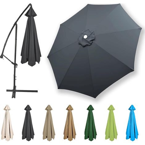 Auvent De Remplacement pour Parasol Toile De Parasol Déporté Remplacement Pour Cour,Jardin,Plage, Protection UV 50+,Gris (1/5)
