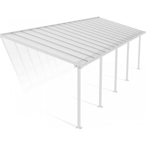 Patio Cover Olympia 3 x 9.71 Clear - Polycarbonate - L980 x W300 x H305 cm - White
