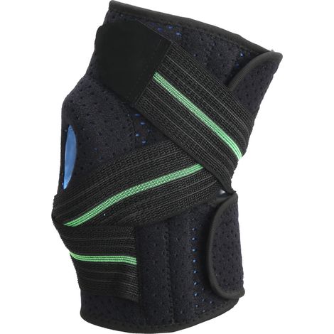 Kniebandage zum Schutz beim Sport, Laufkniebandage mit Silikonpolster und grüner Kompressionsmanschette (1/5)