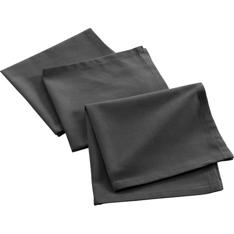 3 Serviettes de table coton recycle Grand Mistral Anthracite (1/2)