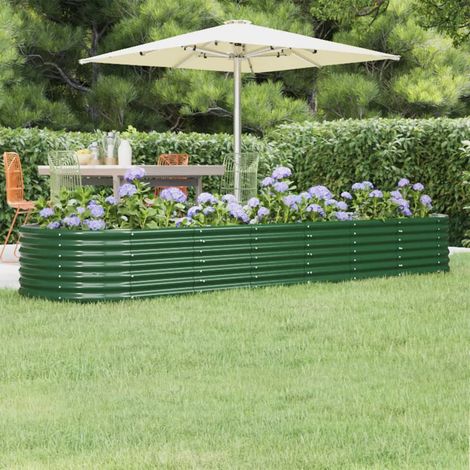 Garden Raised Bed Galvanised Steel 296x80x36 cm Green vidaXL