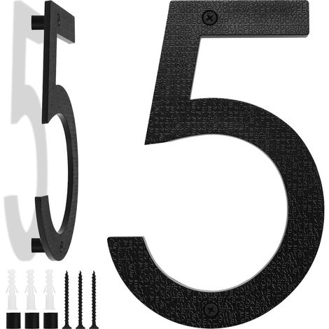 Numéro de Maison Grande Taille Noire, 20cm, Plaque Flottante de Numéro de Maison, Numéro de Rue/Porte en Plastique ABS Effet 3D pour Bureaux, Boîtes Aux Lettres, Garages (Numéro 5) (1/5)