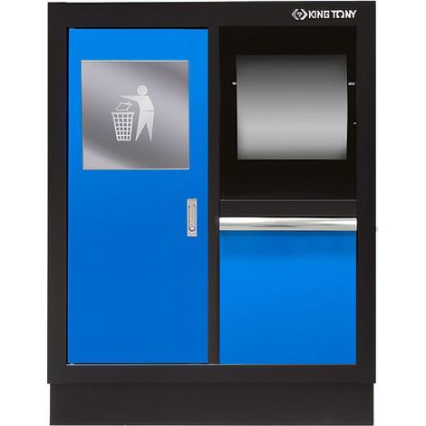KING TONY - 11 Meuble bas bleu avec poubelle intégrée et support rouleau papier (1/4)