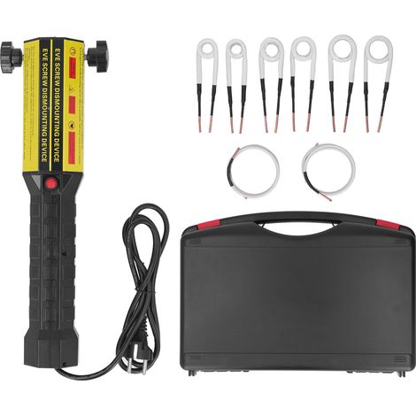 Chauffeuse à induction magnétique 220V 5A, outil de chauffe sans flamme pour débloquer boulons et écrous, avec 8 bobines, prise UE, dévisseuse thermique professionnelle.