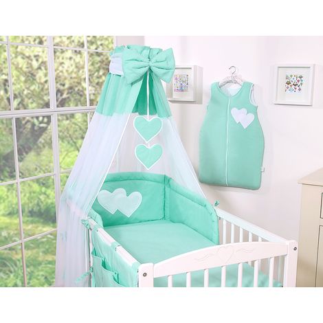 Juego de ropa de cama de 5 piezas 135x100 - Corazones menta (1/5)