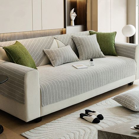 Sofabezug l Form 1 2 3 4 Sitzer,Chenille Couch überzug Anzug Pets Dog Sofaschoner rutschfest Sofabezug Ecksofa l Form Four Seasons Universal Couch Sofabezug Ecksofa l Form – Silbergrau 70x180cm