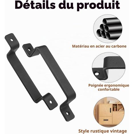 Vintage Cast Iron Door Handle Sliding Door Handle Steel Handle Garage Door Handle For Gates, Sliding Doors, Garages, Cabinets (1/4)