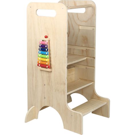 ® Tour d'apprentissage pour Enfants à partir de 1 an, pour Cuisine et Salle de Bain, Anti-basculement, 90x54x38cm, Couleur bois (1/5)