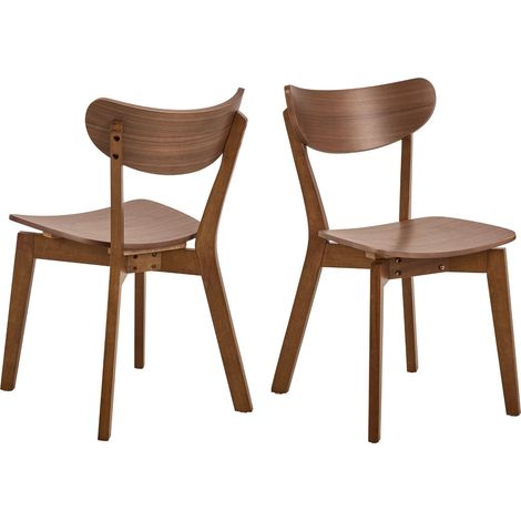 Chaise scandinave en bois finition noyer (lot de 2) - LETA (1/5)