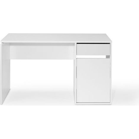 TOPKIT | Bureau Burgos 5212| Bureau d'ordinateur moyen | Bureau avec tiroir et porte | Blanc (1/4)