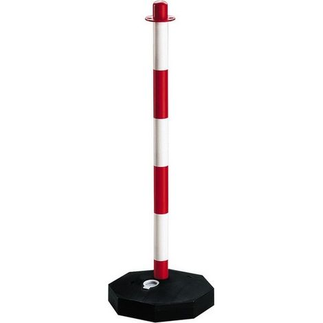 10PZ COLONNINA SEGNALETICA BIANCA/ROSSO CON BASE RIEMPIBILE  H. cm. 90