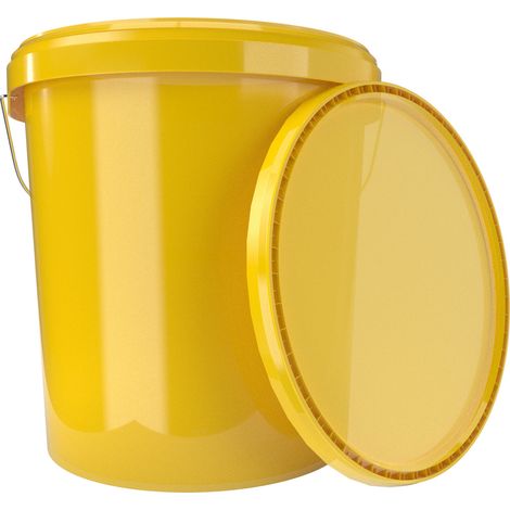 Eimer mit Deckel Kunststoff Leereimer Griff 15,9l lebensmittelecht gelb