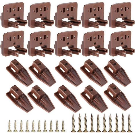 Lot de 10 glissières de tiroir à fixation centrale pour commodes, tables de chevet et systèmes à tiroir unique (1/4)