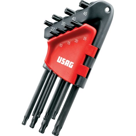 USAG 280 LTSTX/S8 U02800078 SERIE DI 8 CHIAVI MASCHIO TORX LUNGHE A TESTA SFERICA