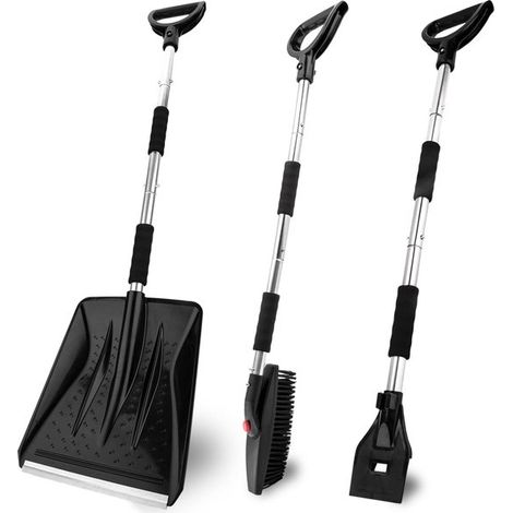 Pelle à neige - Kit 3 in 1 Pala da neve portatile con raschietto per ghiaccio e spazzola da neve, set di emergenza pieghevole per la rimozione della neve per giardino, campeggio e auto (1/5)