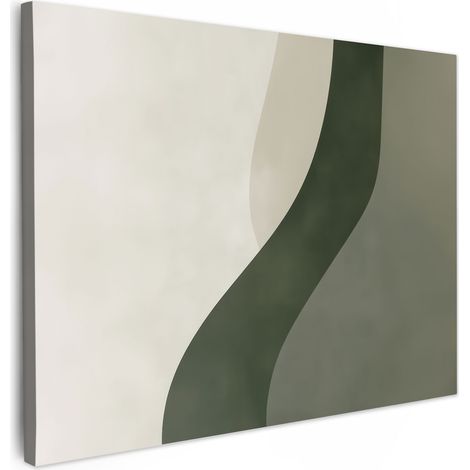 TABLEAU SUR TOILE Japandi - Vert - Abstrait - Moderne Décoration Murale 40x30 cm