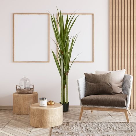 Yucca artificial grande de 190 cm en plástico PE con maceta incluida verde esmeralda OKWISH (1/5)