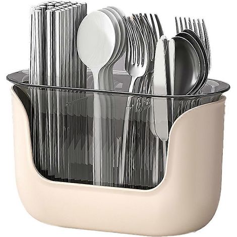 Porte-couverts multifonctionnel avec égouttoir, organisateur de couverts à 3 compartiments, accessoires de cuisine B (1/5)