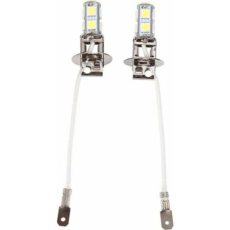 6500K H3 Ampoule h3 LED 2Pcs H3 5050 Blanc 9 SMD LED Xenon DC 12V lampe de brouillard de voiture ampoules LED 6500K Antibrouillard Avant Ampoule de Phare Blanc de Xénon de Voiture Automatique (1/5)