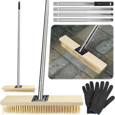 Metal Brush with Handle 160 cm, Metal Brush for Removing Weeds, Moss and Stains (1/5)