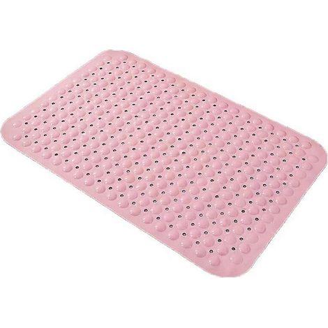 Tapis de salle de bain en PVC antidérapant, imperméable, rose, pour douche, salle de bain ou chambre d'hôtel. (1/5)