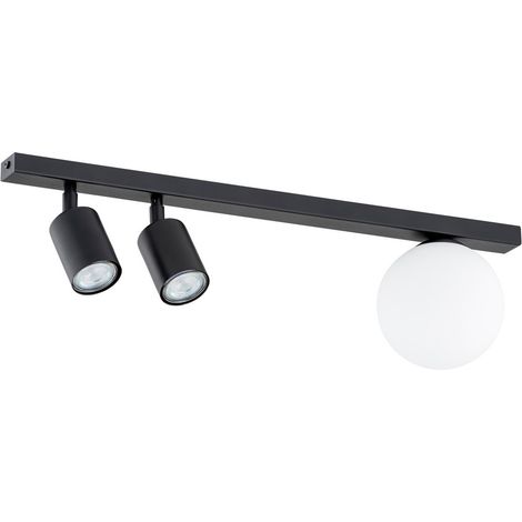 Lampada a Soffitto Baster, Acciaio verniciato a polvere, Vetro, Nero, Bianco, 60x17x14 cm (1/5)