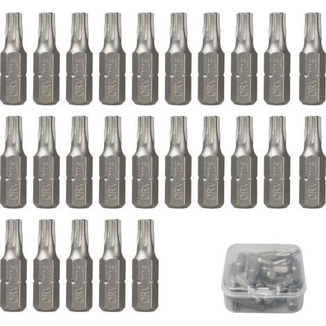 Set of 25 screwdriver bits, 25 x 25 mm – Screwdriver bits compatible with screwdrivers and drills, ideal for DIY, repairs and household tasks (T25) (1/5)