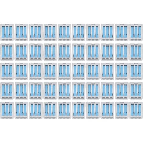 Lot de 50 connecteurs de fil 3 ports, bronze, PC, rapide, terminal de connexion pour câblage domestique, bleu (1/5)