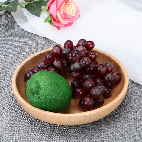 Plateau de service rond en bois naturel de 20 cm, pour thé, nourriture, eau et boissons. (1/5)