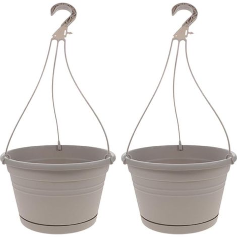 Lot de 2 pots de fleur suspendus, plastique, avec crochets intégrés, pour jardin, balcon, terrasse, intérieur et extérieur