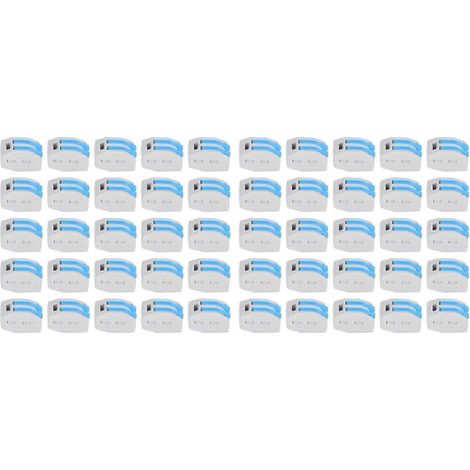 50-teiliges Set mit 2-Port-Hebelklemmen für Drahtverkabelung (blau)